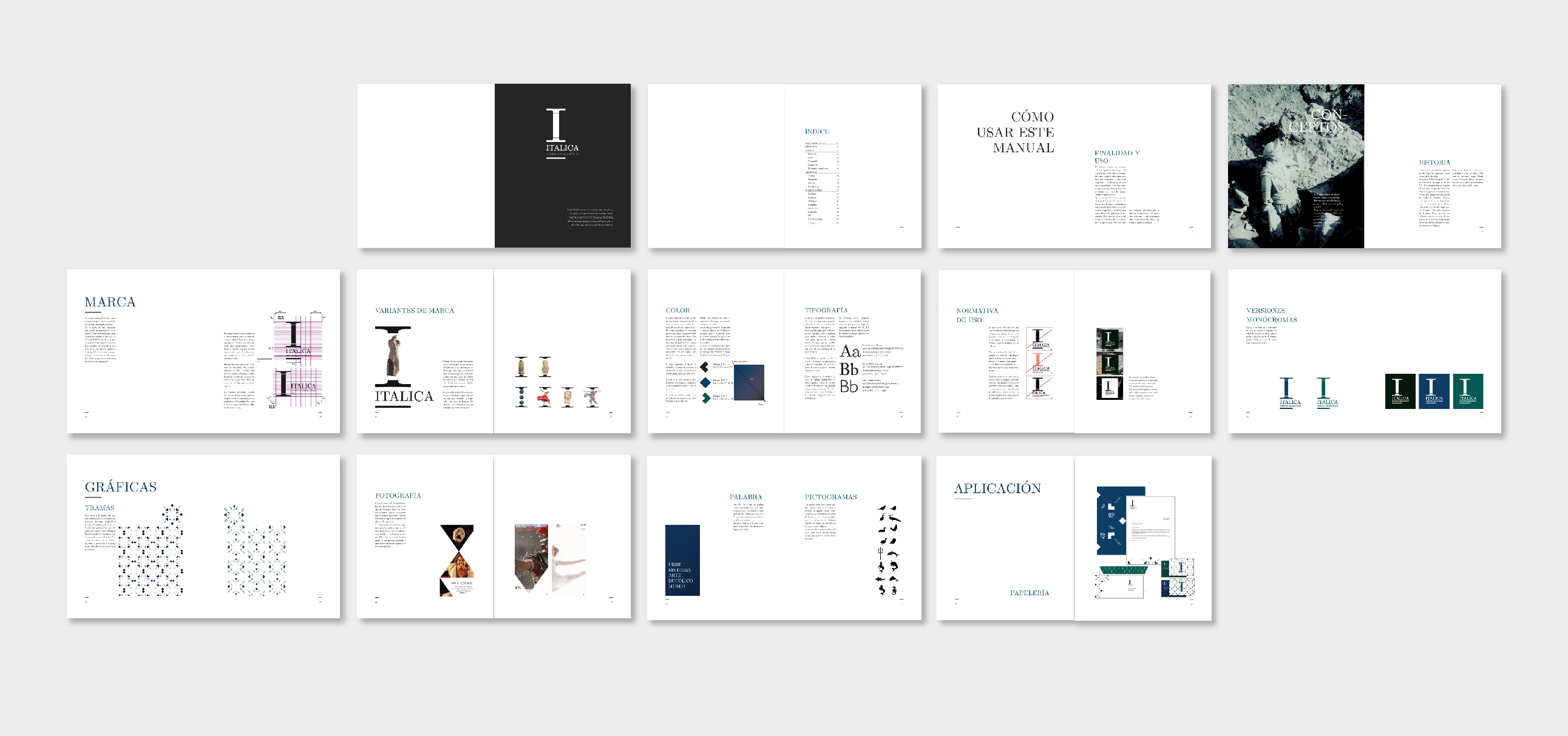 brand book design with a guideline of a Italica brand 